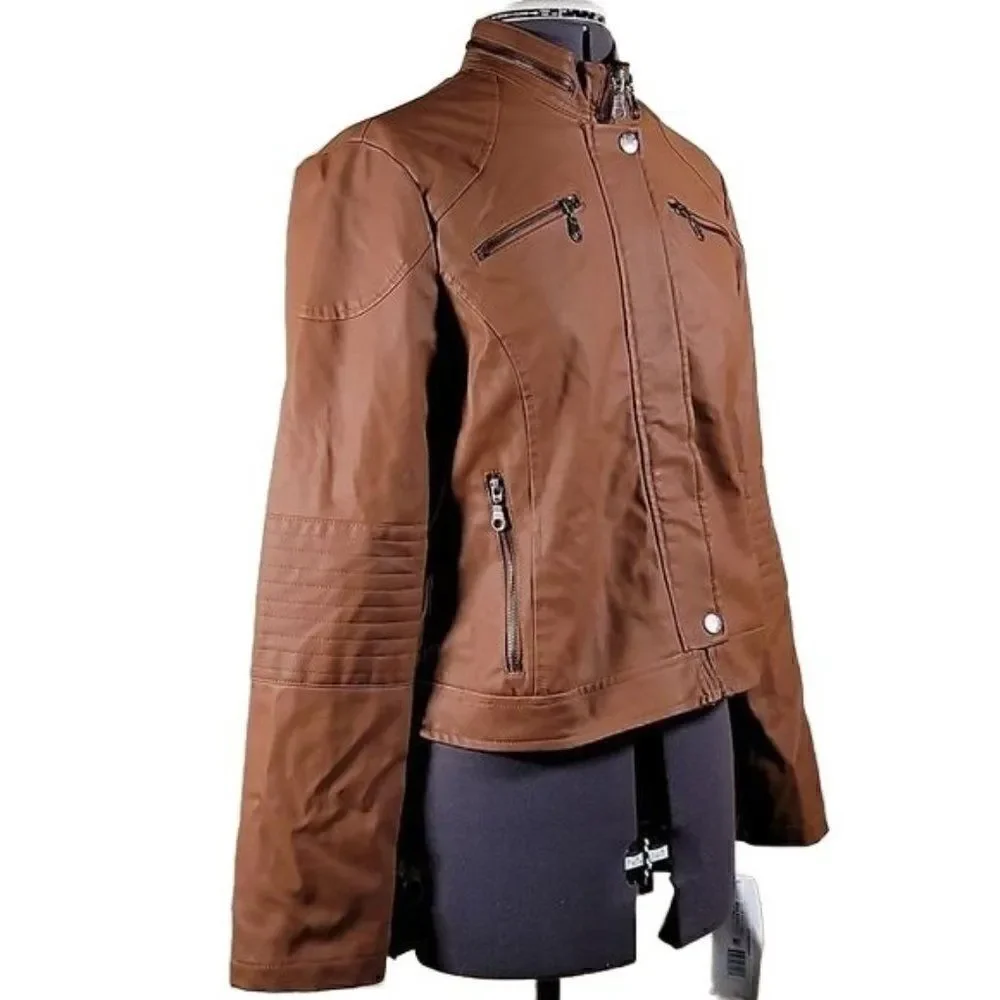 Maralyn & Me Juniors' Faux-Leather Moto Jacket Sz XS